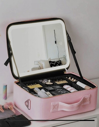 Makeup bag with led mirror - makeup,