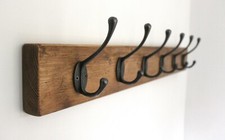 Wooden Coat Rack Vintage Handmade Cast Iron Hook Coat Hooks