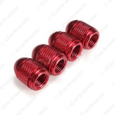 Metallic RED Metal Steel Dust Valve Wheel Tyre Caps (DC4) fits Classic (T)
