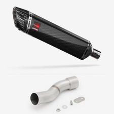 Lextek Carbon Fibre SP7C Gloss Exhaust 400mm with Link Pipe Silencer Chrome Rear