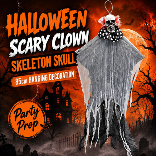 Halloween scary clown - clown, skeleton