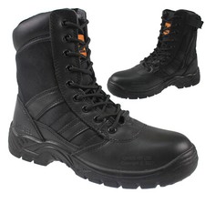 MENS MILITARY BOOTS ARMY COMBAT WALKING LACE UP WORK ZIP BOOTS SHOES TACTICAL