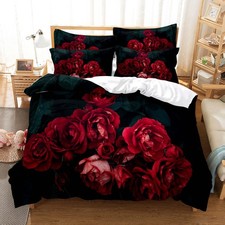 Rose Flower Floral Print Bedding Duvet Cover Set Christmas Wedding Birthday Gift