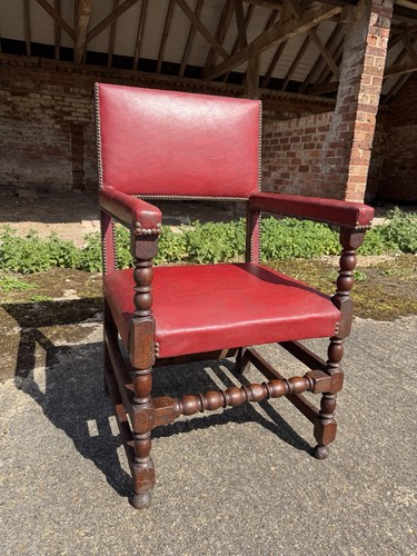 Antique red leather oak - antique,