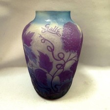 Emile Gallet Type Vase with Flowers 7.5in, Decorative Ceramic Collectible