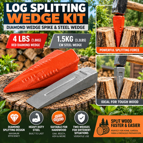 Log splitting wedge - splitting, kit
