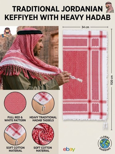 Handmade keffiyeh shemagh arab - keffiyeh,