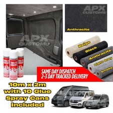20 sqm 10M X 2M VAN CARAVAN CARPET LINING 4 WAY STRETCH ANTHRACITE + SPRAY GLUE
