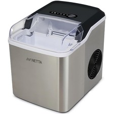 NETTA  Stainless Steel & Black Ice Cube Maker Machine No Plumbing Required