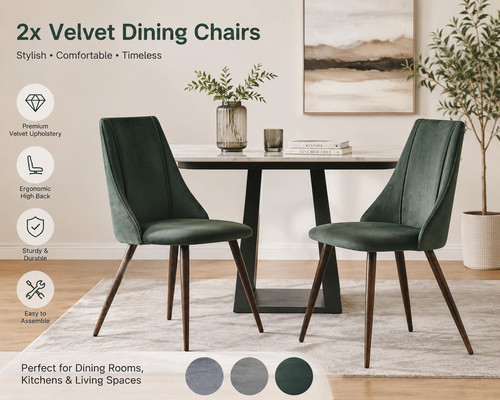 Set green velvet dining - 2,