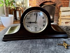 Antique German Westminster Chiming Mantel Clock – Serviced, Silvered Dial