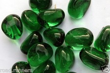 50 x GREEN Glass Pebbles