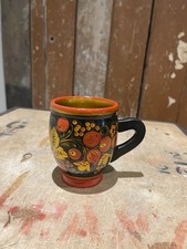 Khokhloma Wooden Mug Tea Cup Traditional Russian Folk Handcrafted Red Black Gold