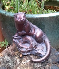 Otter Sculpture Garden Ornament Statue - hand cast in solid Aluminium
