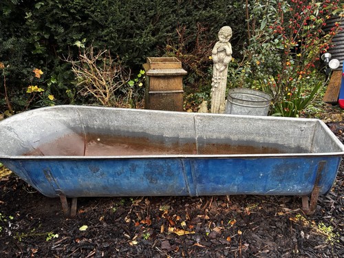 Blue galvanised slipper bath - slipper,