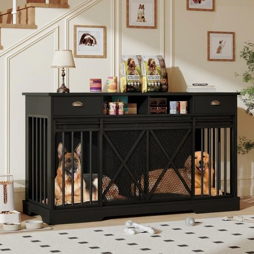 Double dog crate furniture - dog,