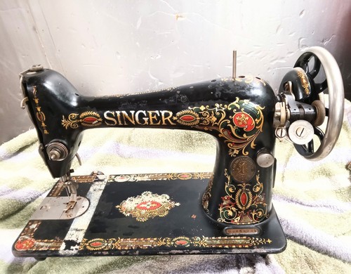 1919 singer sewing machine red - sewing,