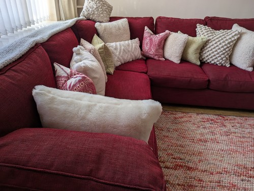 Red burgundy seater corner - 5,
