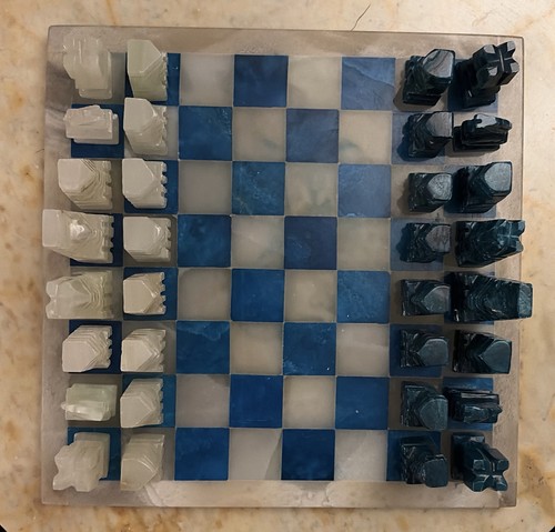 Vintage marble onyx chess set - onyx,