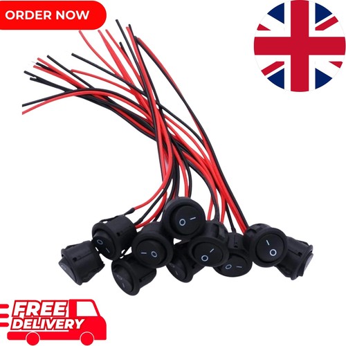 10pcs round rocker - switch, 12v