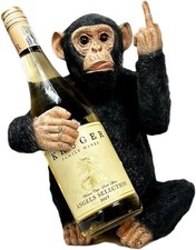 Wine Holder Black Up Yours Monkey Resin Single Bottle Storage Novelty Ornament