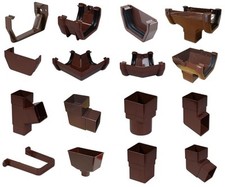 Brown Square Guttering & Down Pipe - 114mm Square Line Gutter 65mm Downpipe