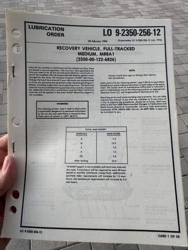 Army lubrication orders for - lubrication,