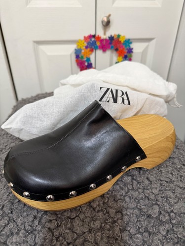 Zara black leather - black,