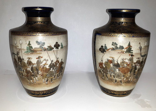 Pair fine antique - pair, satsuma