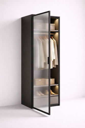 Fluted glass wardrobe - glass,