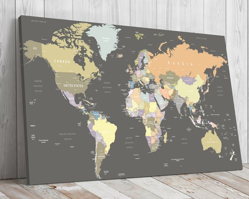 World map pastel tones