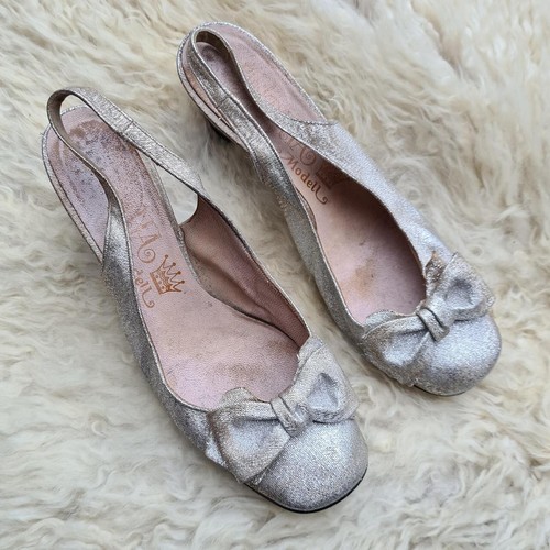 Vintage 1970 silver - vintage, slingback