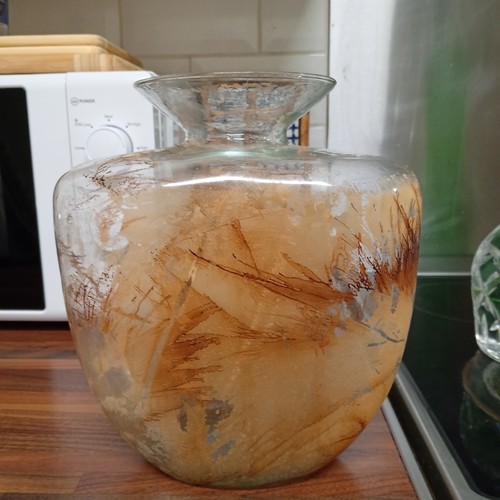 Studio art glass vase hand - art,