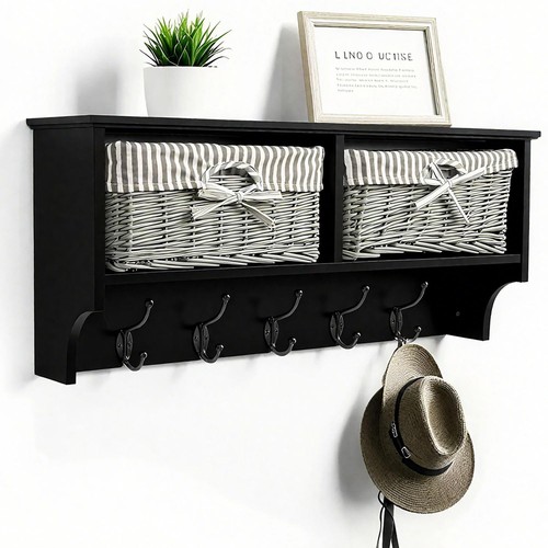 Wall mounted coat - mounted, black