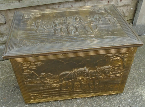Vintage brass wood coal - brass,