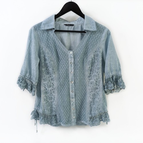 Duck egg blue batik blouse - duck,