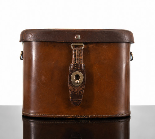 Antique leather binocular case - antique,