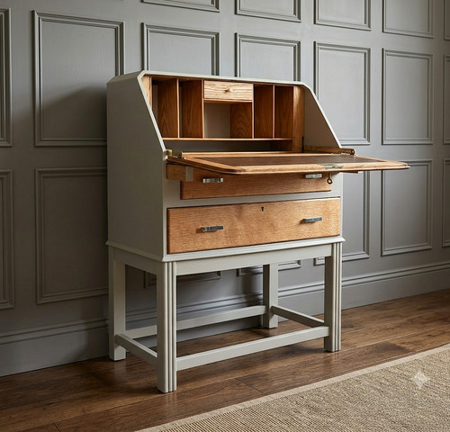 Renovated vintage oak writing - renovated,