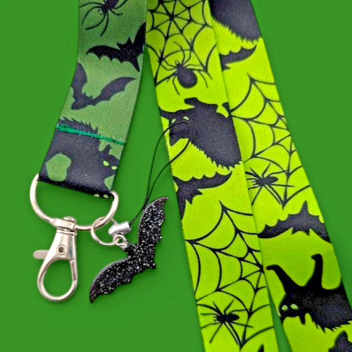 Spooky lanyard black cat - lanyard,