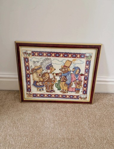 Vintage framed teddy - , bear