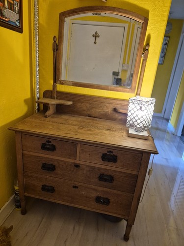 Brown wooden dressing table - brown,