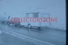 35mm Slide  1975 Mk 3 ford Cortina Towing Caravan Grindel Switzerland Agfa v2