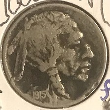 🦬 1915 P 5c Indian Head Buffalo Nickel 🇺🇸 2 Feather ERROR FS-401 🪶🪶