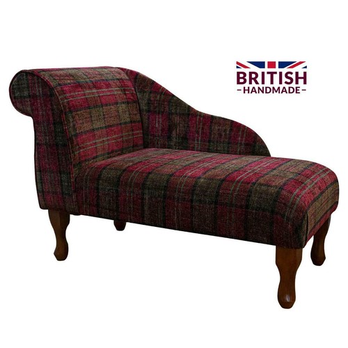Red tartan chaise longue sofa - tartan,