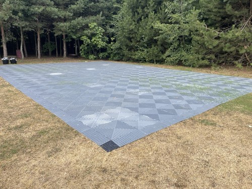 Grey plastic flooring - plastic, tiles