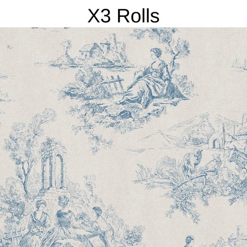 Toile jouy wallpaper blue - de,