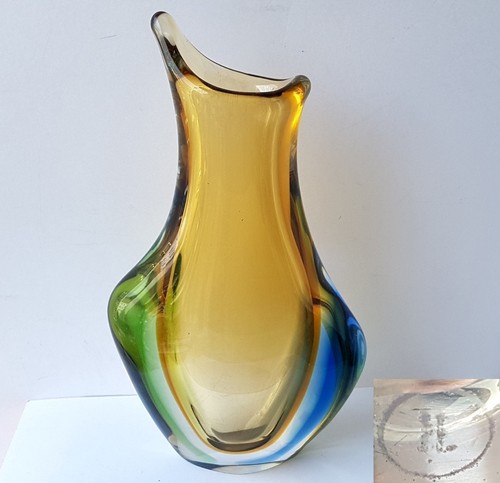 Massive glass vase signed - massive,