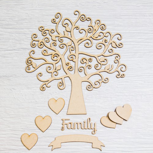 Wooden family tree - family, blank