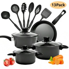 13pcs Cookware Set Pan Pot Non Stick Saucepans Frying Pan Cookware Set Glass Lid