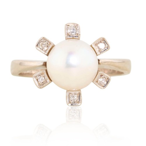 Pearl diamond dress ring 18ct - dress,